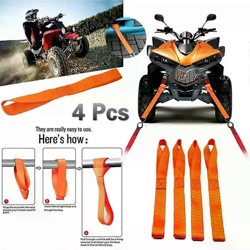 1/4 Stück Atv-spanngurte Mit Weicher Schlaufe Und Ratschenverschluss, Geeignet Zum Abschleppen Von Lasten, Atv, Motorrad, 600 Lbs (ca. 272 Kg), Elektrotraktor, Kugelkupplung, Neu
