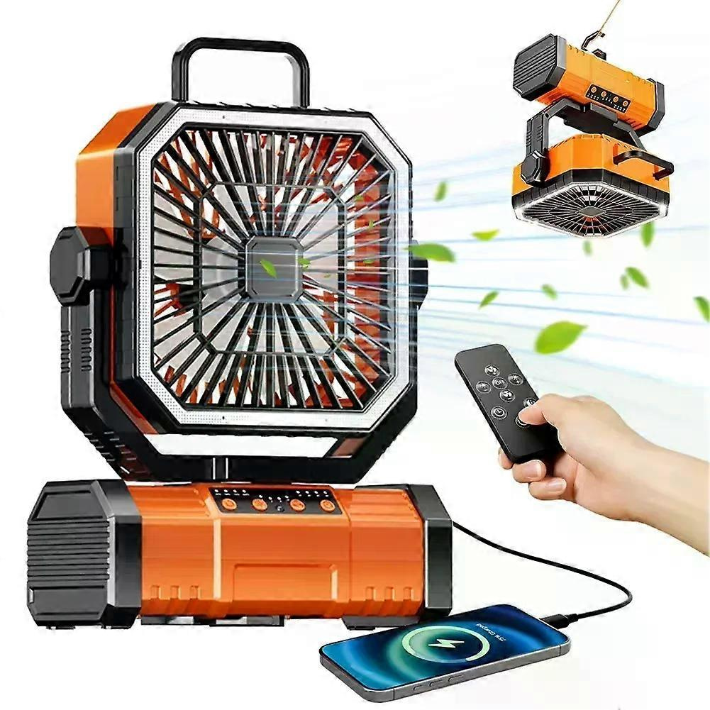 Akkubetriebener Campingventilator Mit 20000 Mah Kapazität Und 360° Drehbarem Aufhängehaken Für Angelzelte, Schreibtisch Und Als Deckenventilator. Wiederaufladbar.