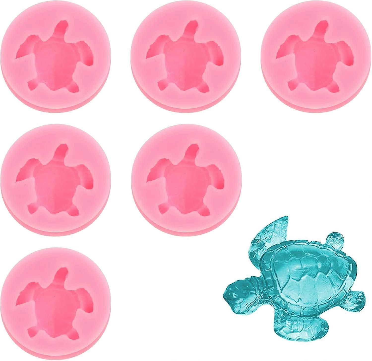 Meeresschildkröten-formen, 6 Stück, 3d-tierformen Aus Weichem Silikon, Kleine Harzformen, Schildkröten-herstellungsformen, Fondant-süßigkeitenformen, Schildkröten-schokoladenformen Für B