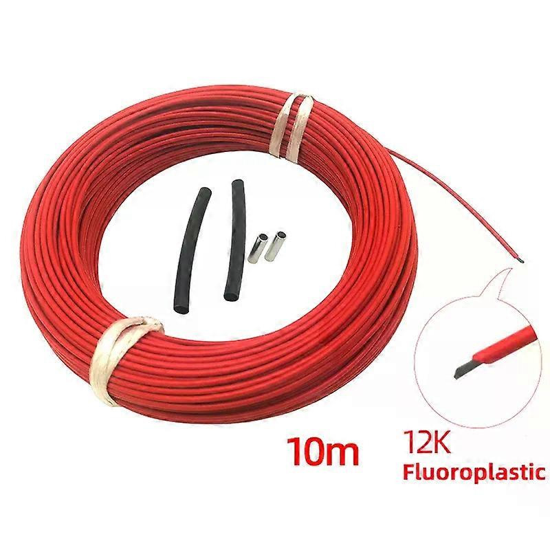 10 Meter + Anschlusssets 12k 33 Ohm Fluorpolymer-kohlefaser-heizkabel Fußbodenheizung, Elektrisch, Warmdraht, Raumheizung, Hotline