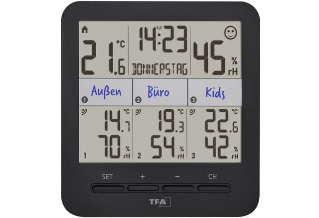 TFA - Dostmann klima@home 2 Funk-Thermo-/Hygrometer Schwarz 30.3075.01