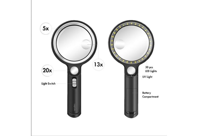 LED-Leselupe WZ0075, 30 LEDs, ø 90 mm, schwarz - Logilink