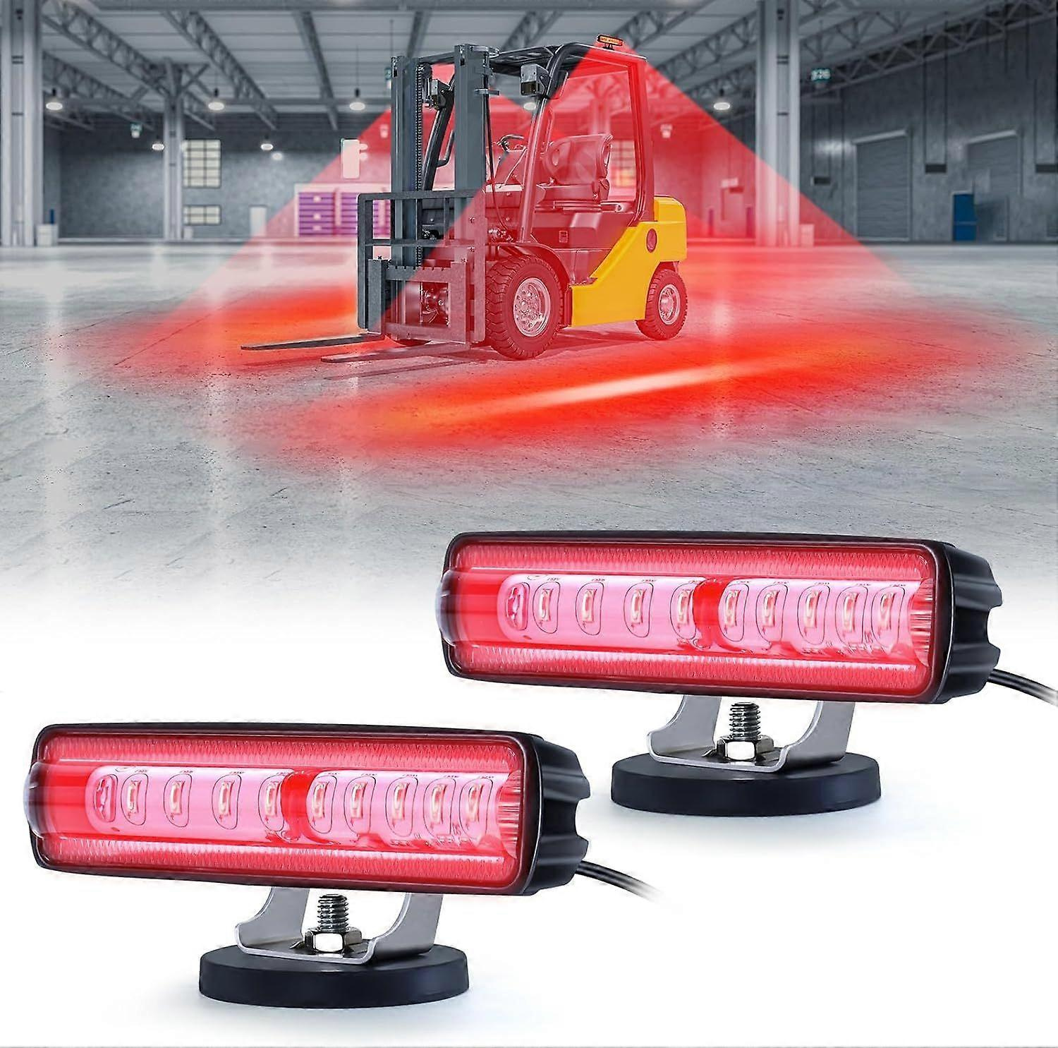2 Stück 30w Led-sicherheitsleuchten Für Gabelstapler Mit Magnetfuß, Warnleuchten, Dc 12-80v, Rot