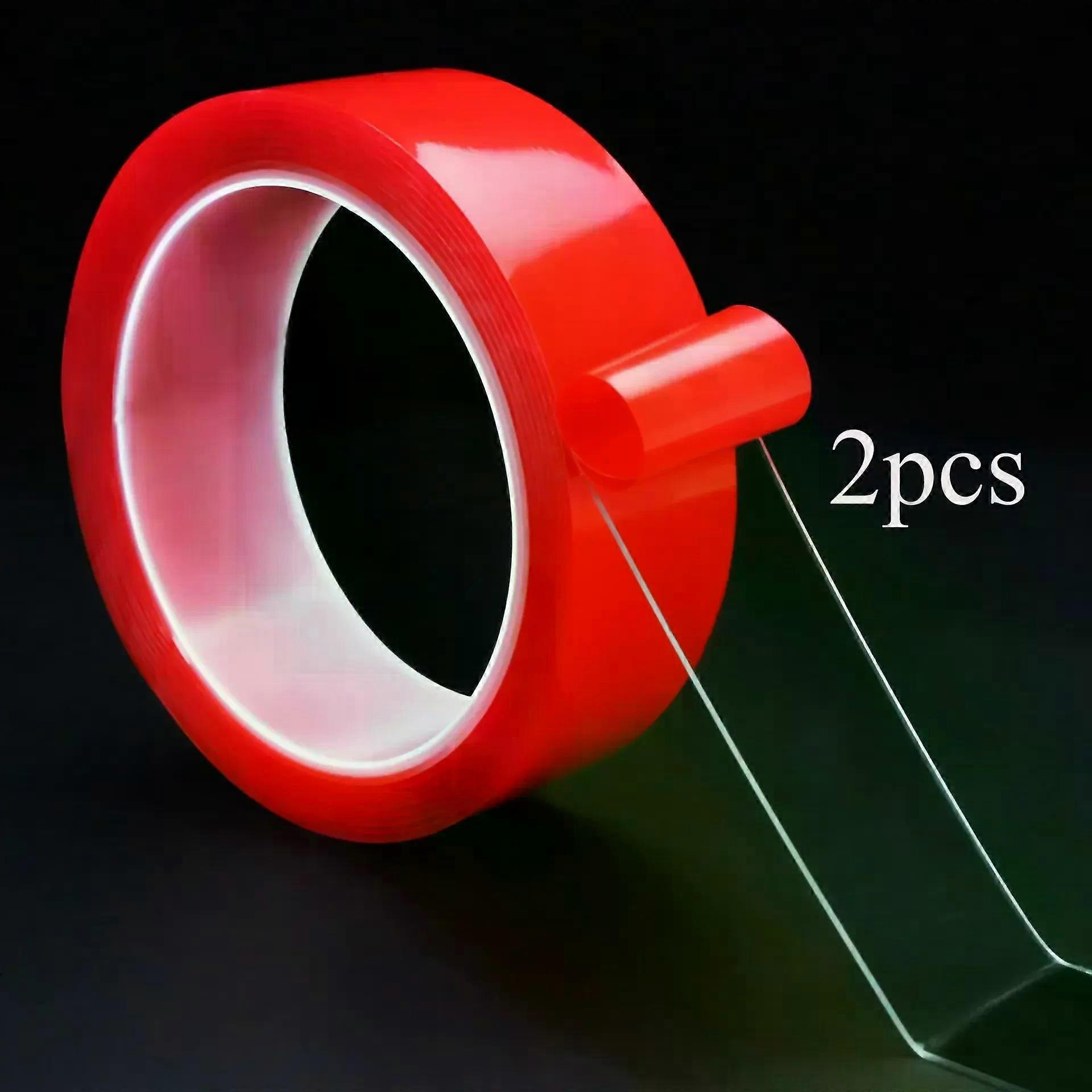 2 Stück Ultradünnes, Transparentes, Rotes Doppelseitiges Klebeband Mit Hoher Temperaturbeständigkeit, Hinterlässt Keine Spuren, Ist Wasserfest Und Haftet Stark.