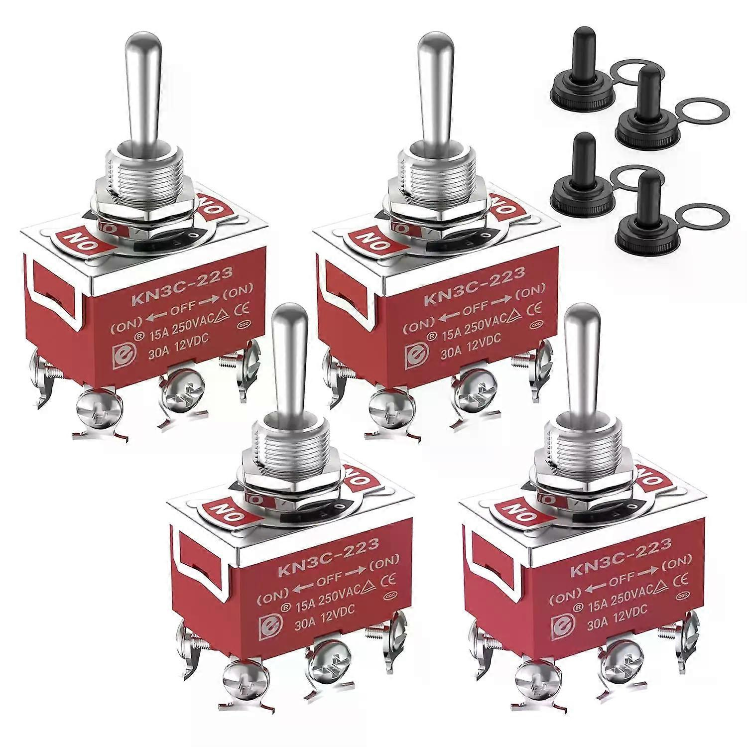 Stück Wasserdichte Kippschalter, 6-polig, Ein-aus-ein, 12 V Dc, 15 A/250 V, Dpdt, Marine-kippschalter Mit Schutzkappe Für Auto, Boot