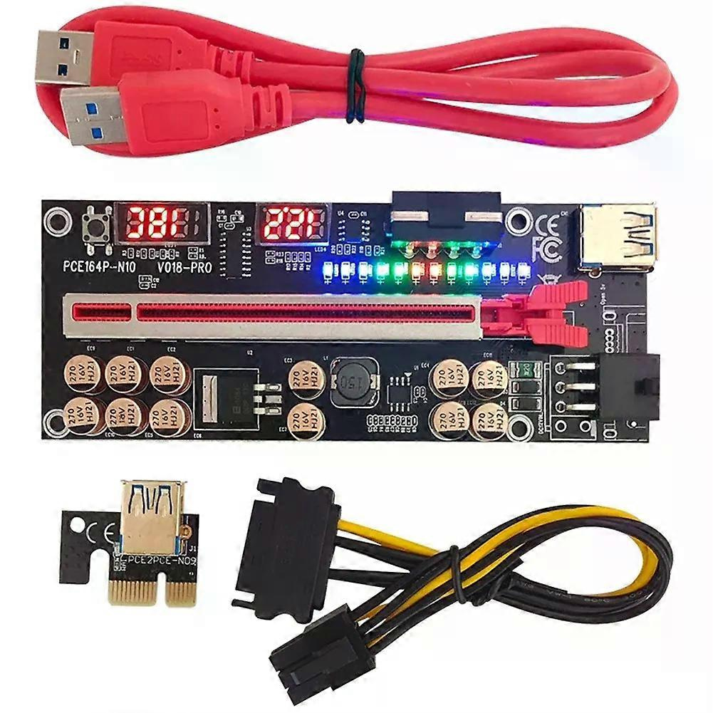 Supernew Ver018 Pro Pci-e Riser Card Usb 30 Cable 018 Plus Pci Express 1x To 16x Extender Pcie Adapter For Btc Mining(red)