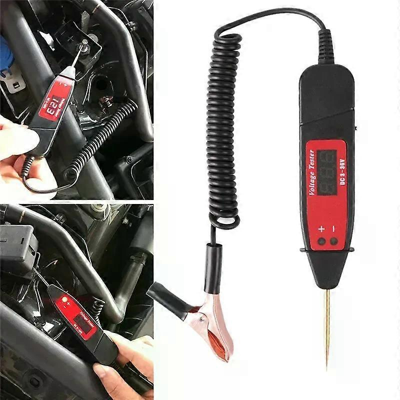 Universeller Digitaler Lcd-spannungsprüfer Mit Led-leuchte Und Federleitung Für Kfz-tests