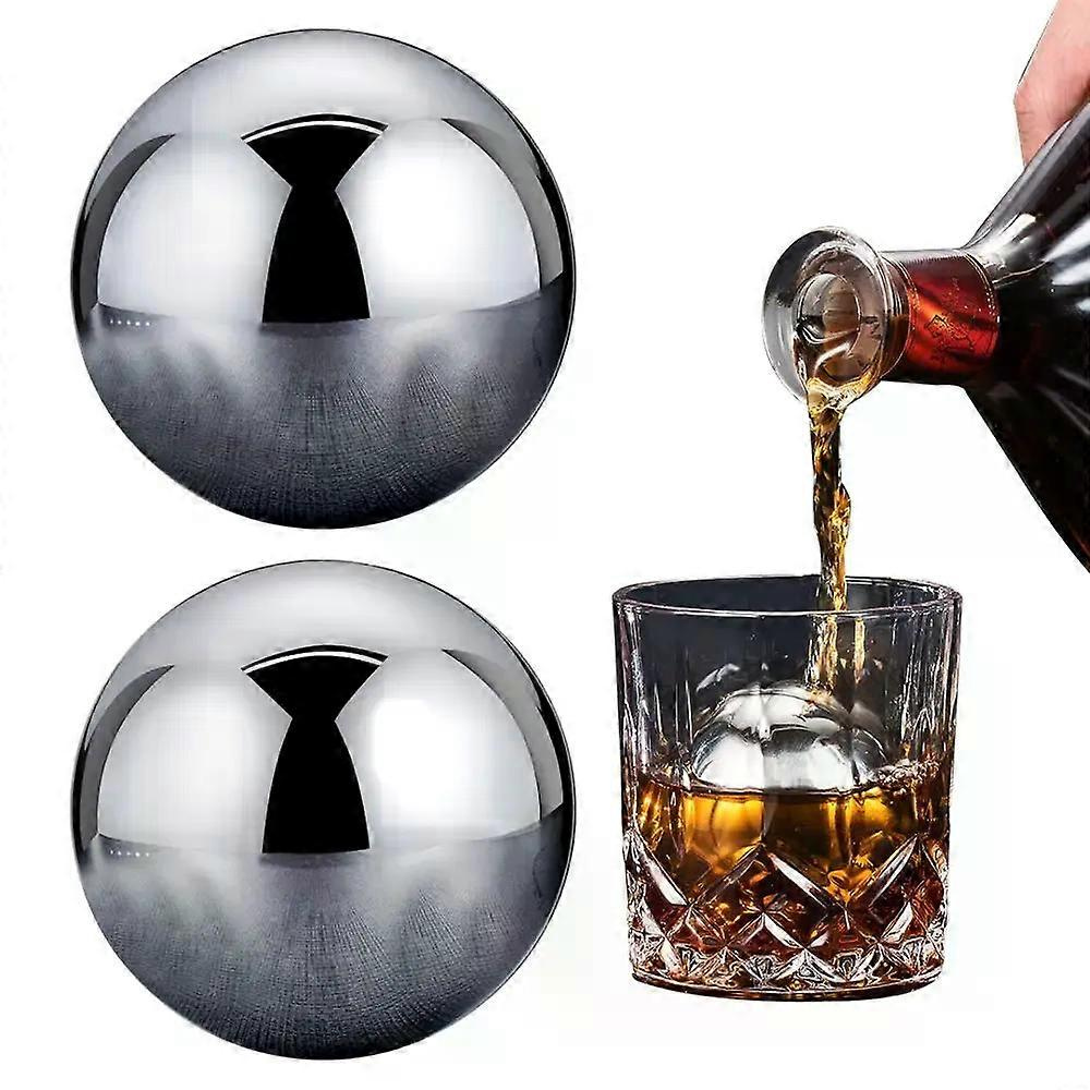 1/2 Stück Runde Whisky-steine In Kugelform, Wiederverwendbare Eiswürfel Aus Edelstahl, Golfball-whisky-steine, Metall-eiskugel-geschenkset