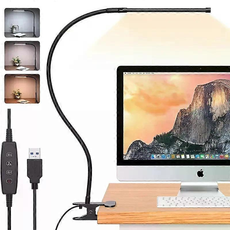 10-w-led-schreibtischlampe Mit Klemme, Dimmbar, 10 Helligkeitsstufen, 3 Beleuchtungsmodi, Flexibel, Usb-anschluss