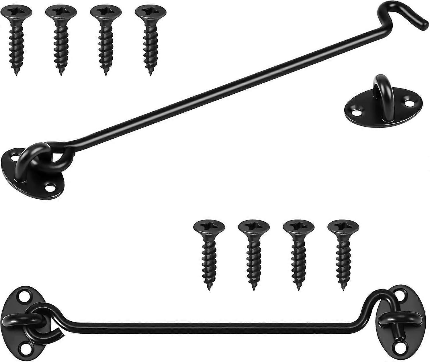 Stück Haken- Und Ösenriegel, 25 Cm, Schwarz, Robust, Massiv, Verdickt, Für Tore Und Türen, Inklusive Befestigungsschrauben, Für Schiebetüren.