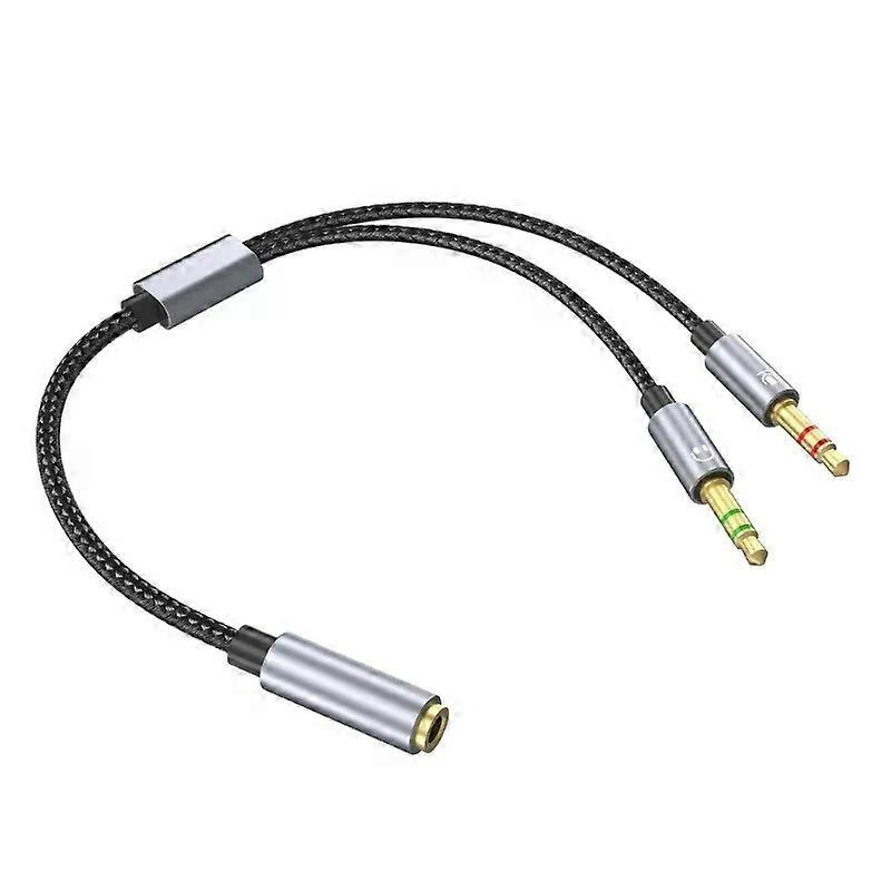 35-mm-audio- Und Mikrofon-splitterkabel, Geflochtener Aux-adapter (buchse Auf 2 Stecker) Für Pc, Gaming-headsets Und Laptops