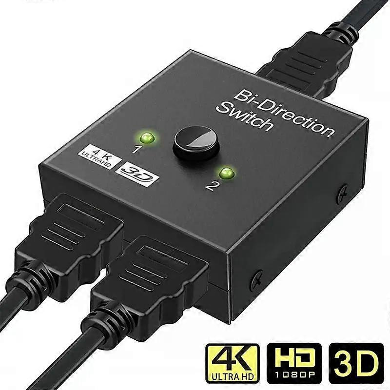 4k Hdmi-kompatibler Switch Mit 2 Ports, Bidirektional (1x2/2x1), Hdmi-kompatibel, Unterstützt Ultra Hd, 4k, 1080p, 3d Und Hdr.