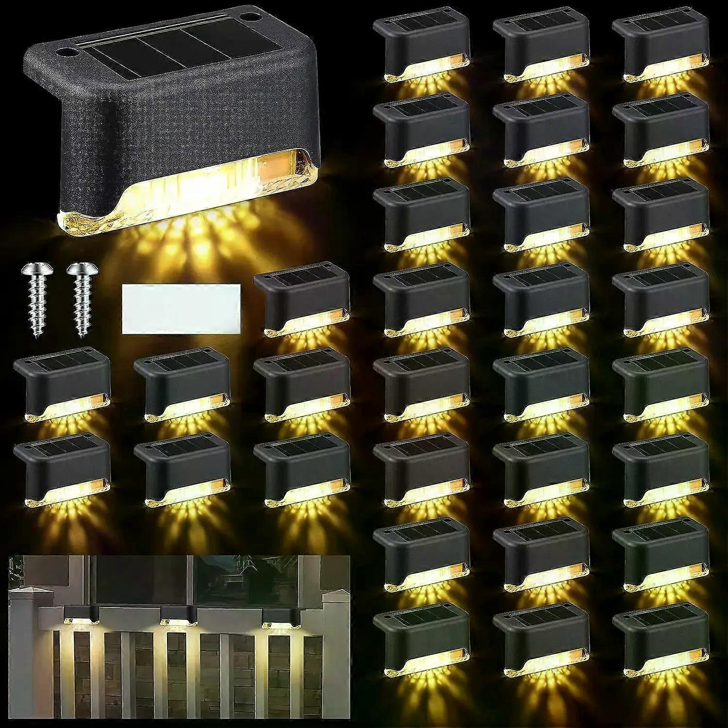 4er- Bis 32er-pack Solar-stufenleuchten, Led-außentreppenleuchten, Wasserdicht, Solarbetrieben, Gartenwegleuchten Für Terrasse, Balkon Und Balkon