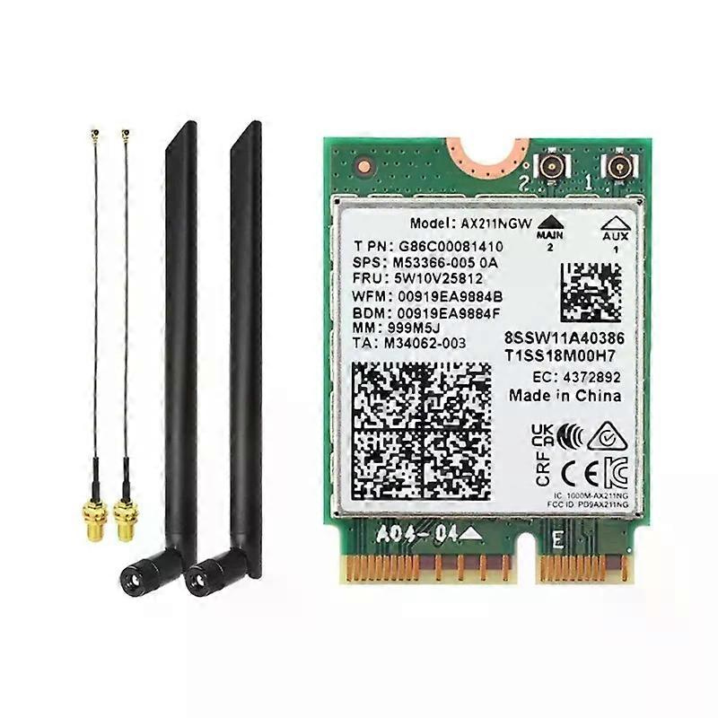 Ax211ngw Wifi 6e Adapter, Wlan-karte, Bluetooth-kompatibel, 24g/5g/6g, 5374 Mbit/s, Antenne M2 Key-e Cnvio2