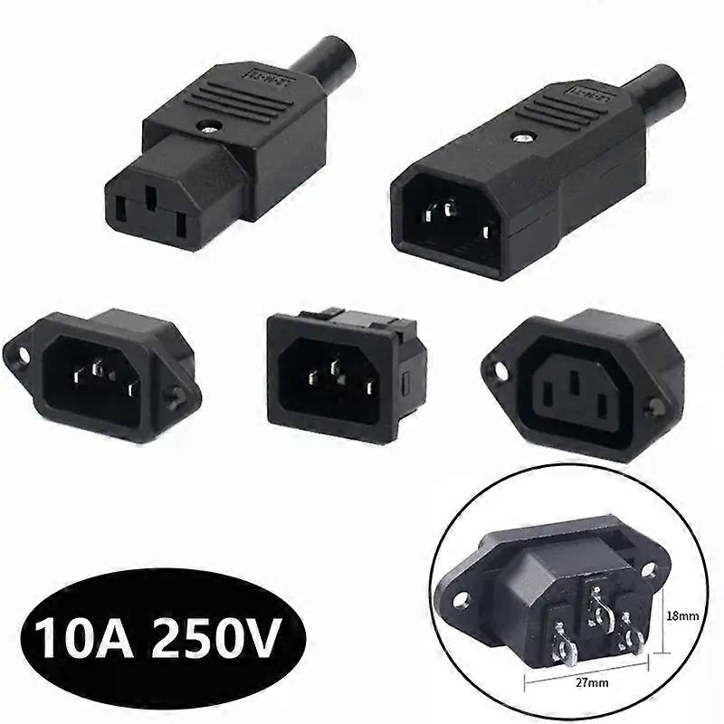 Iec320 10a 250v Schwarzer Stecker/buchse-docking-anschluss, Wiederanschließbar, C13/c14-stecker, Wiederanschließbarer Netzstecker, 3-polige Netzsteckdose