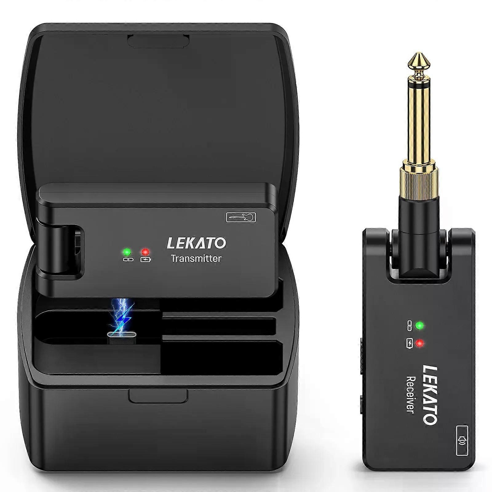 Lekato Ws-100 Drahtloses Gitarrensystem Mit Ladebox, Wiederaufladbarem Sender Und Empfänger, 24-ghz-audio Für E-bass