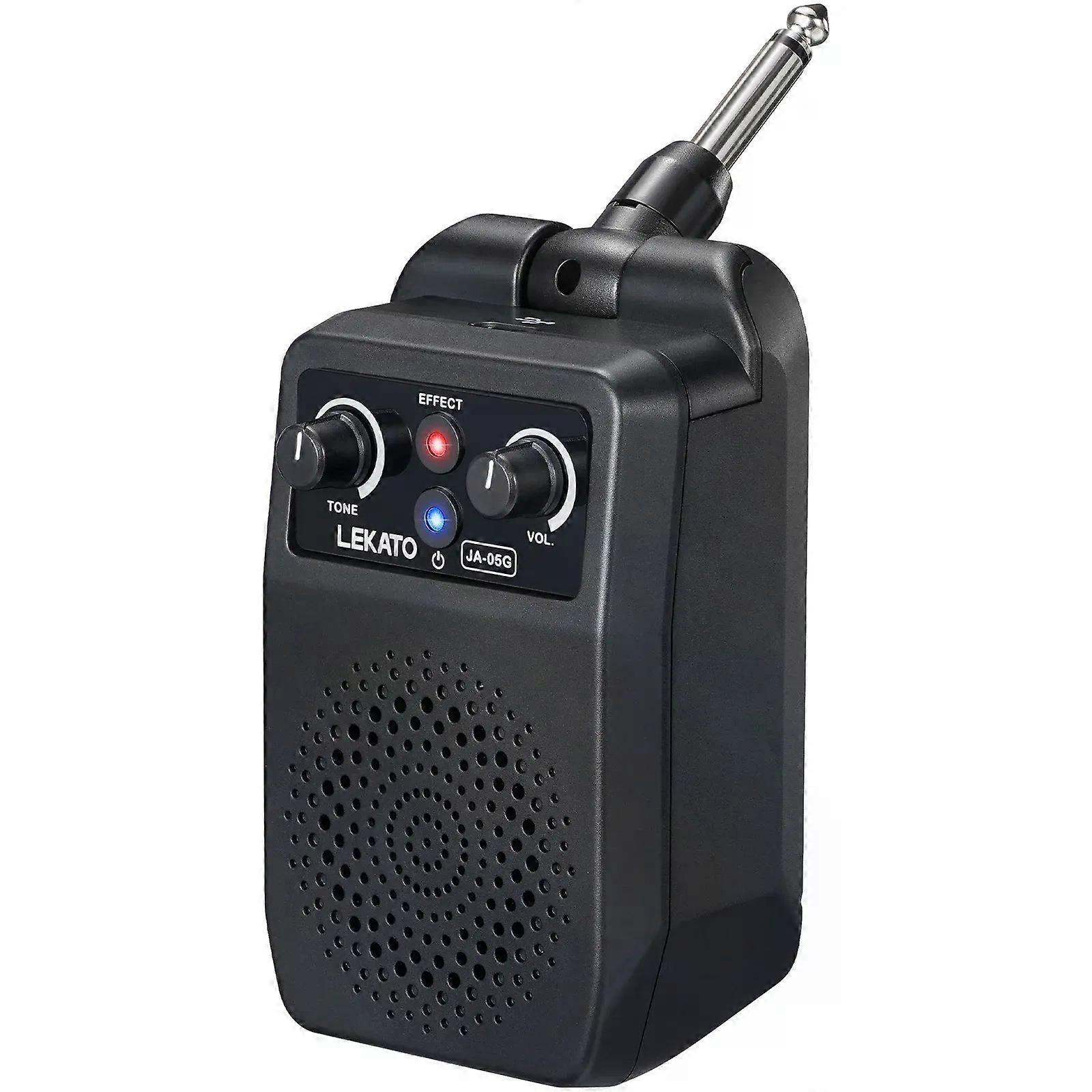 Lekato Mini-gitarrenverstärker, 5 W, Tragbar, Bluetooth, Mit 4 Integrierten Effekten (clean, Distortion, Overdrive, Reverb).