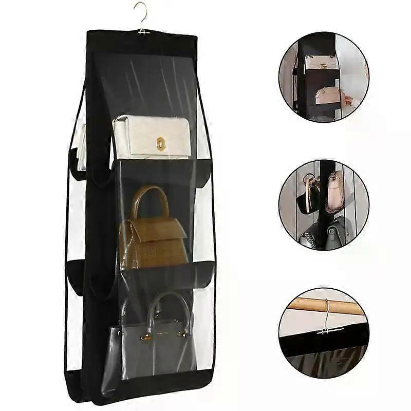 Schwarzer Hängeorganizer Für Handtaschen Mit 6 Fächern, Faltbar, Aus Oxford-gewebe, Zur Aufbewahrung Von Handtaschen, Für Kleiderschrank, Schlafzimmer