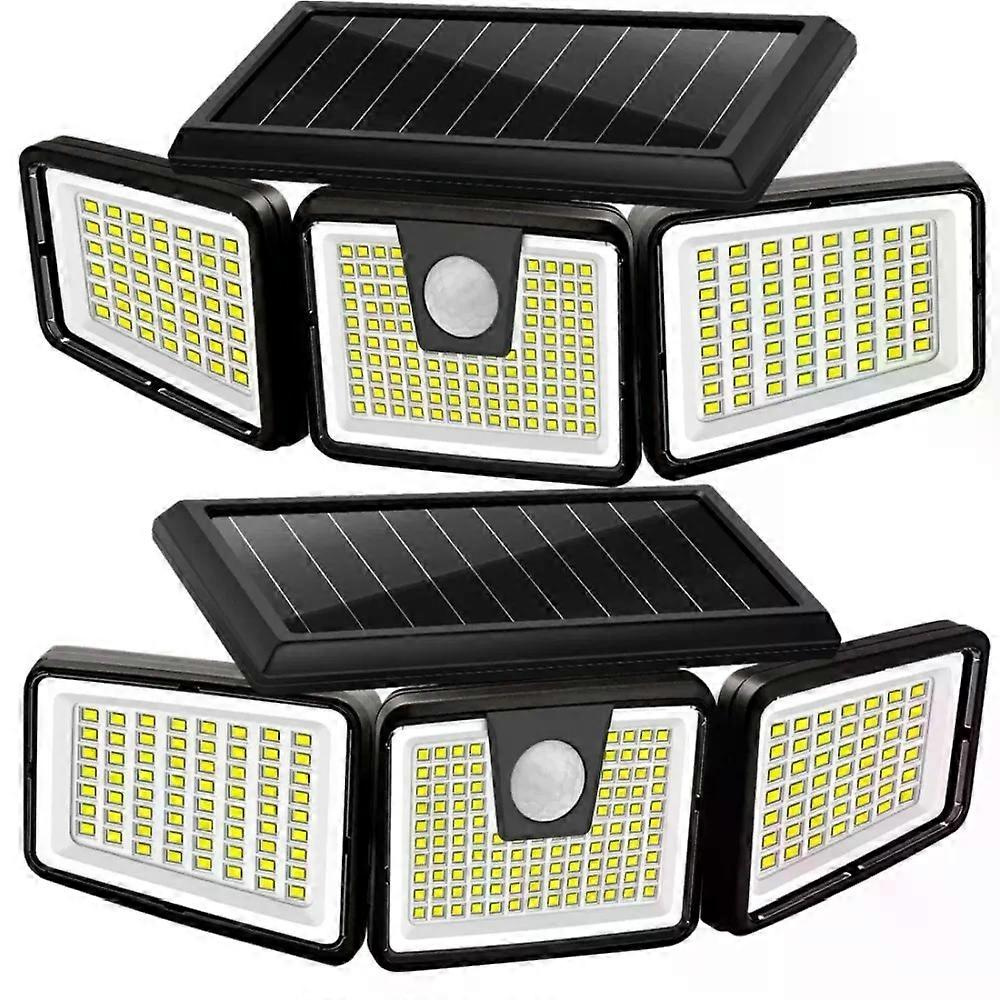 Solarleuchten Für Den Außenbereich, 233 Leds, Hohe Helligkeit, Solar-bewegungsmelder, 3 Leuchtenköpfe, 270° Breiter Abstrahlwinkel, Ip65 Wasserdicht