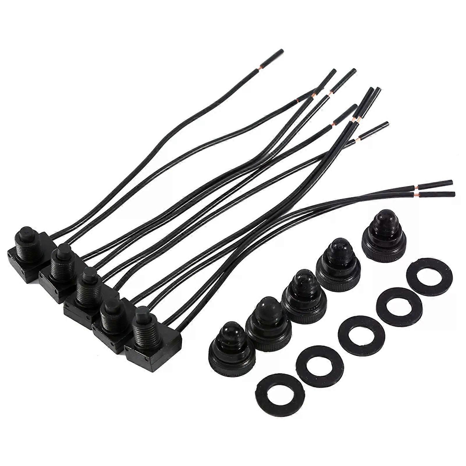 5 Stück 12v Wasserdichte Druckknopf-ein/aus-schalter Mit 4 Anschlusskabeln Für Motorrad Und Auto
