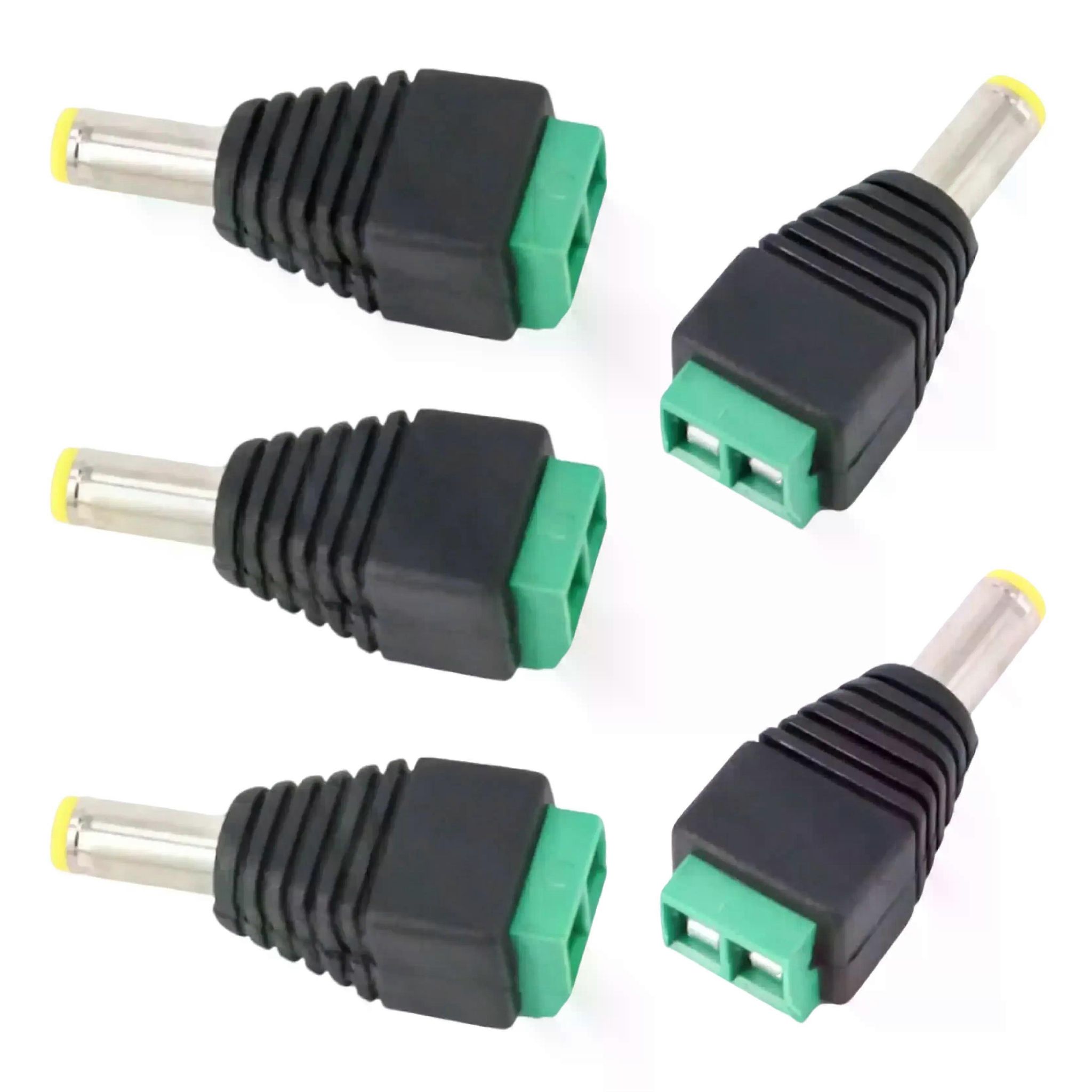 5 Stück Dc-stromkabel-buchsenadapter-stecker 21/25 Mm X 55 Mm, Schraubbefestigung, Dc-netzteil