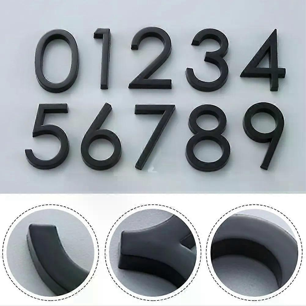 1 Stück Hausnummernschild Mit Kleber, 60 Mm, Glänzend, 3d, Schwarz, Für Den Außenbereich, Haushalt, Hotelzimmer, Dekorationsaccessoires