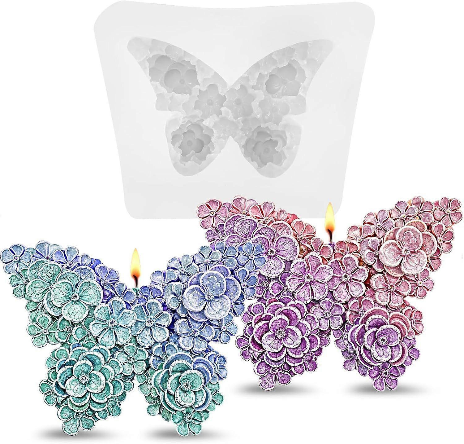 Mabor 2er-pack 3d-schmetterlings-blumen-silikonform, Kerzenform, Seifenform, Schmetterlings-diy-form Für Fondant-kuchendekoration
