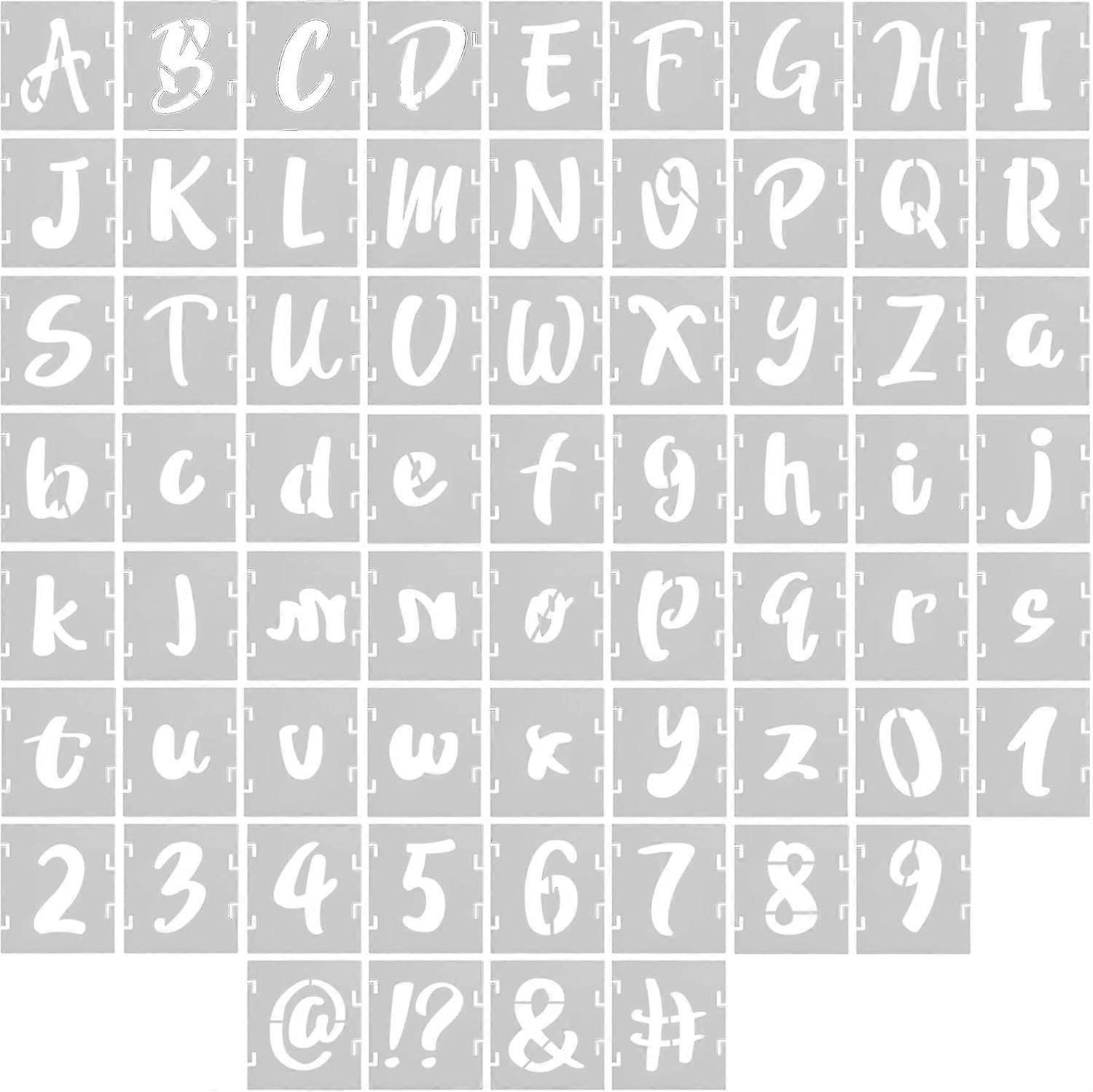 Mabor 66-teiliges 1-zoll-buchstabenschablonen-set Aus Wiederverwendbarem Kunststoff, Alphabet-zeichenschablonen-set Zum Malen Auf Holz, Wänden Und Tafeln