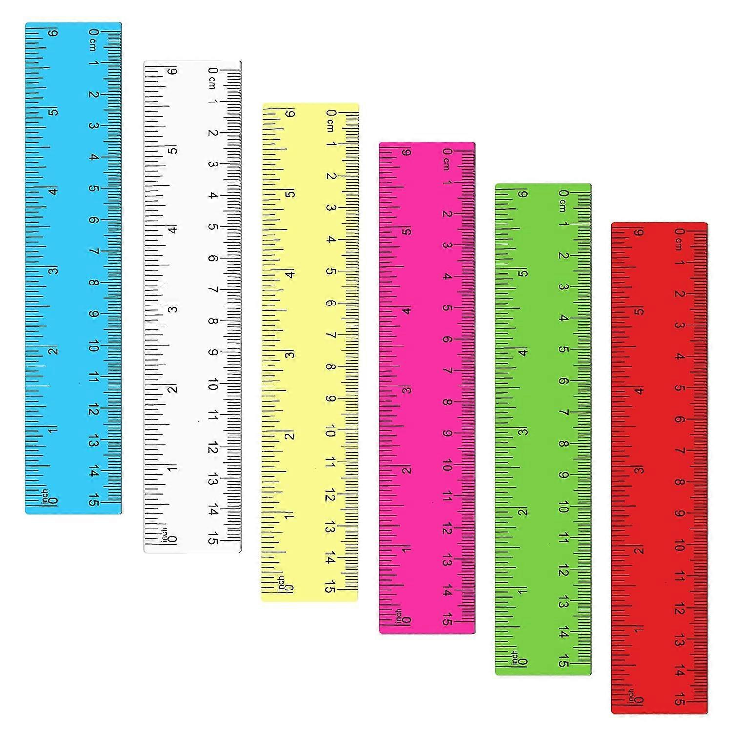 Mabor Transparentes Lineal-set, 6 Kleine Farbige Kunststofflineale Für Schule, Büro Und Haushalt, Zoll Und Metrisch