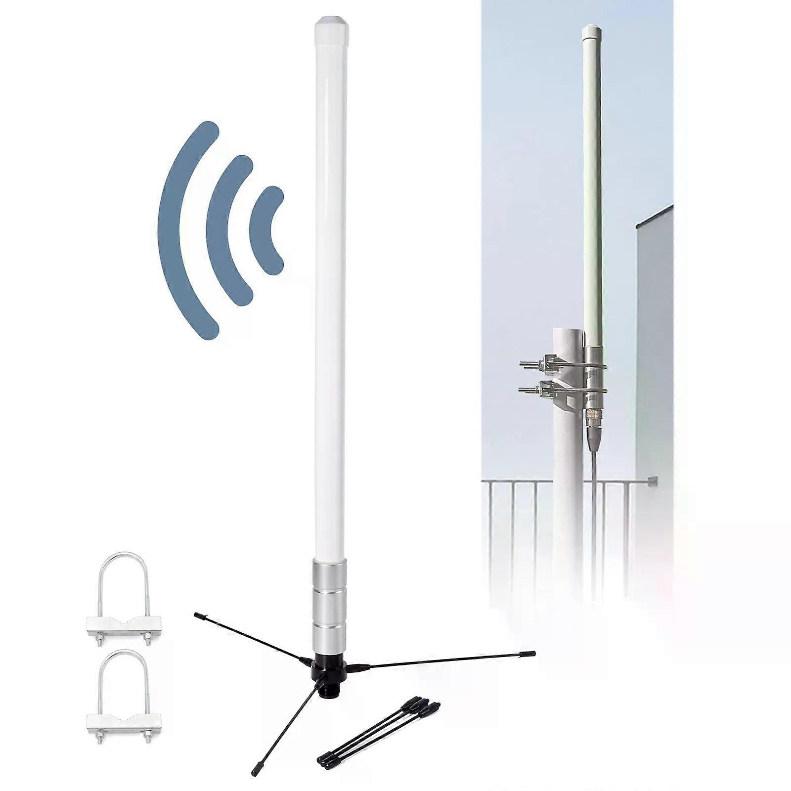 144/430 Mhz Vhf/uhf Dualband-fiberglas-außenantenne, Wasserdicht, Mit Montagehalterung Und Erdungsplatte Für Funkgeräte