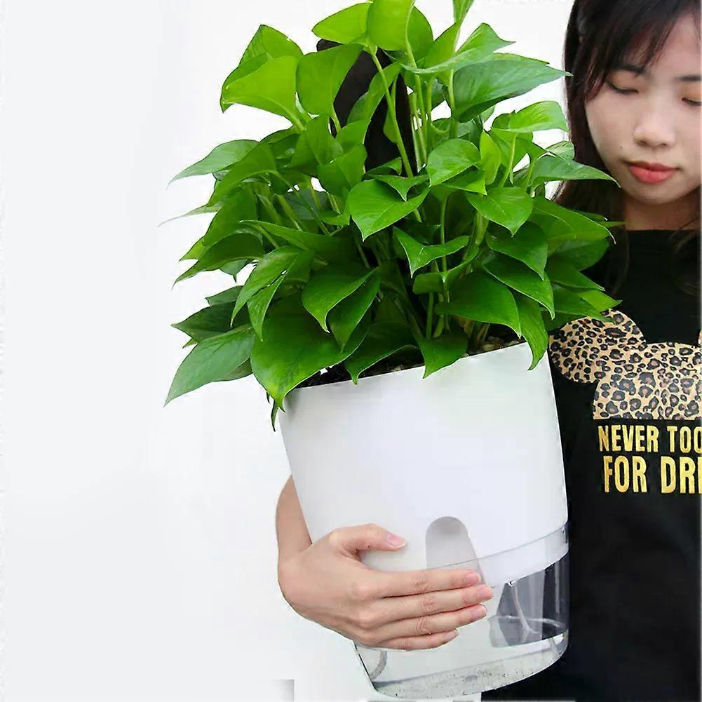 2-lagiger Hängender Wandpflanzkorb Aus Kunststoff Mit Selbstbewässerung, Blumentopf, Vase, Wasserbehälter, Blumenständer Aus Kunststoff