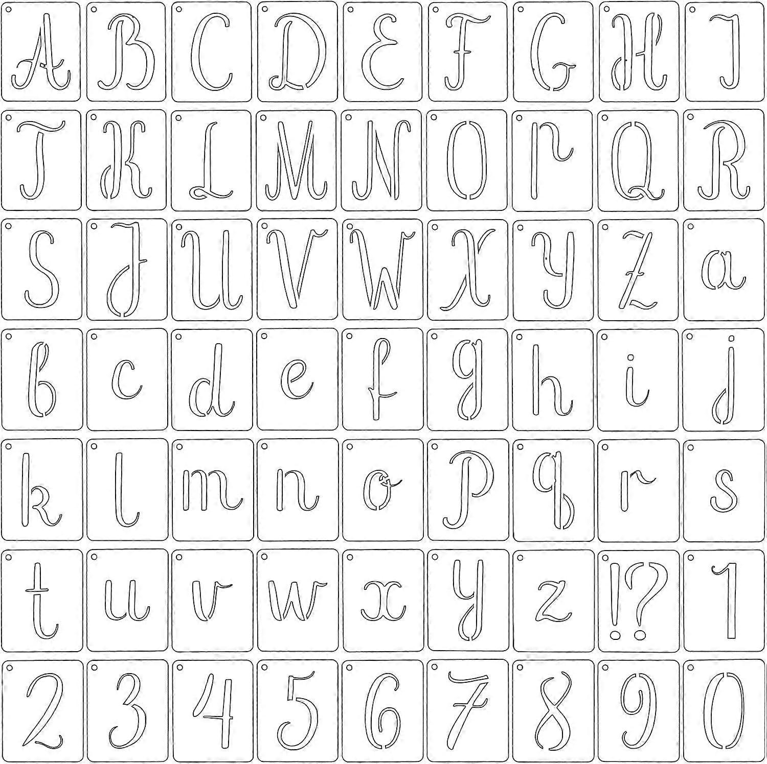 2-zoll-buchstaben- Und Zahlenschablonen, 63 Stück, Wiederverwendbare Kunststoff-alphabet-sprühfarbenschablonen Zum Bemalen Von Holz, Wänden, Stoffen, Steinen, Tafeln, Schildern Und Diy-kunst
