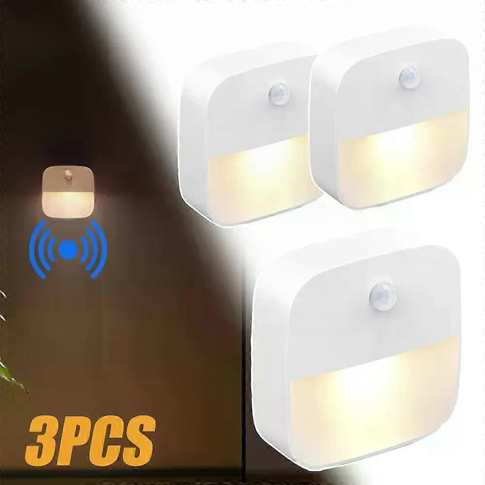 3er-pack Led-nachtlichter Mit Bewegungsmelder, Batteriebetrieben, Kabellos, Energiesparend, Für Schrank Und Zimmer Geeignet, Mit Körperkontakt.