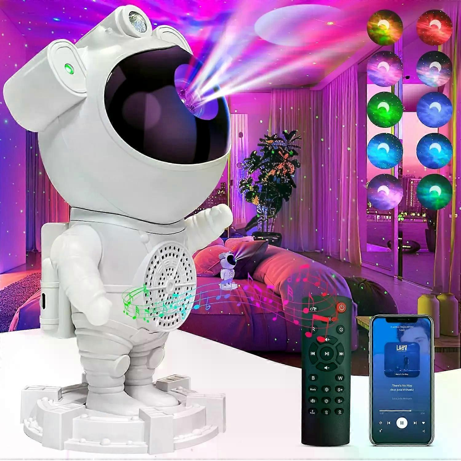 Bluetooth-astronauten-projektionsleuchte Mit Sprachsteuerung, Usb-anschluss, Vollfarb-sternen-mond-weißrauschen, Weltraumfahrer-rgb-sternenhimmel-ambientebeleuchtung