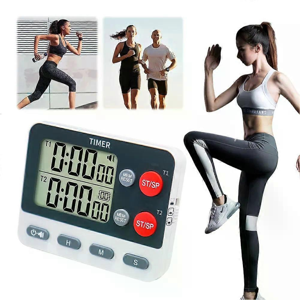 Multifunktionaler Digitaler Doppeltimer Mit Auf- Und Abwärtszählung, Speicherfunktion Und Kochtimer Für Fitnessstudio, Büro Und Labor