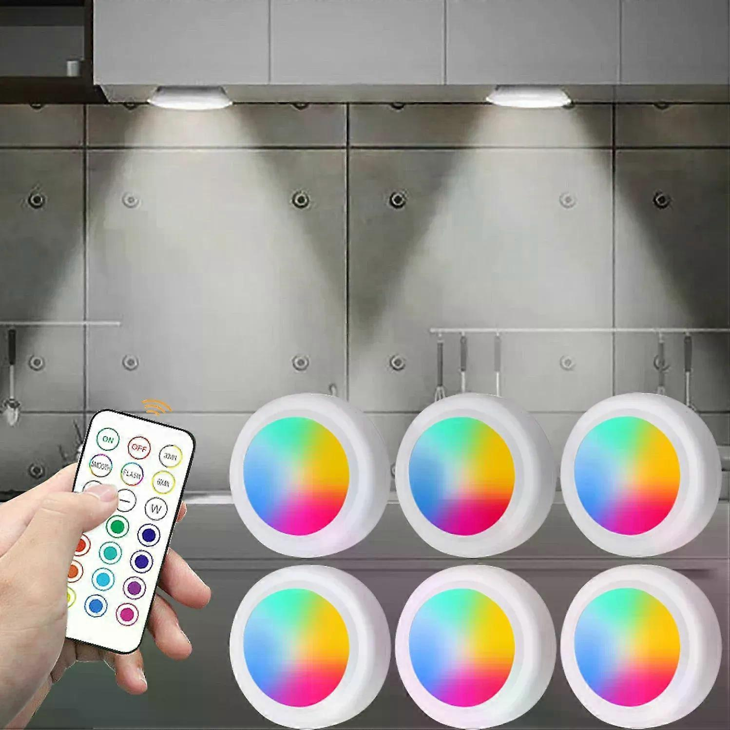 Rgb-farbunterbauleuchten, Kabellos, Batteriebetrieben, Led-leuchten Mit Fernbedienung, Dimmbar, Kleiderschrank-nachtlampe Für Schlafzimmer Und Küche