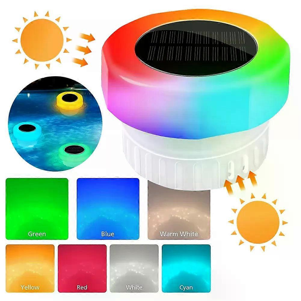 Solarbetriebener, Schwimmender Chlortablettenspender Mit Farbiger Beleuchtung, Ip68 Wasserdicht, Für Tabletten Bis Zu 7,6 Cm (3 Zoll)