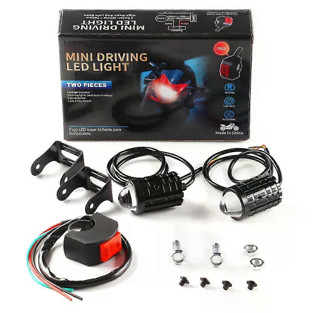 1 Set Motorrad-led-scheinwerfer 12v Hochhelle Led-leuchten Lampe Weiß Gelb Für Motorrad Moto Led-zusatzscheinwerfer Zubehör