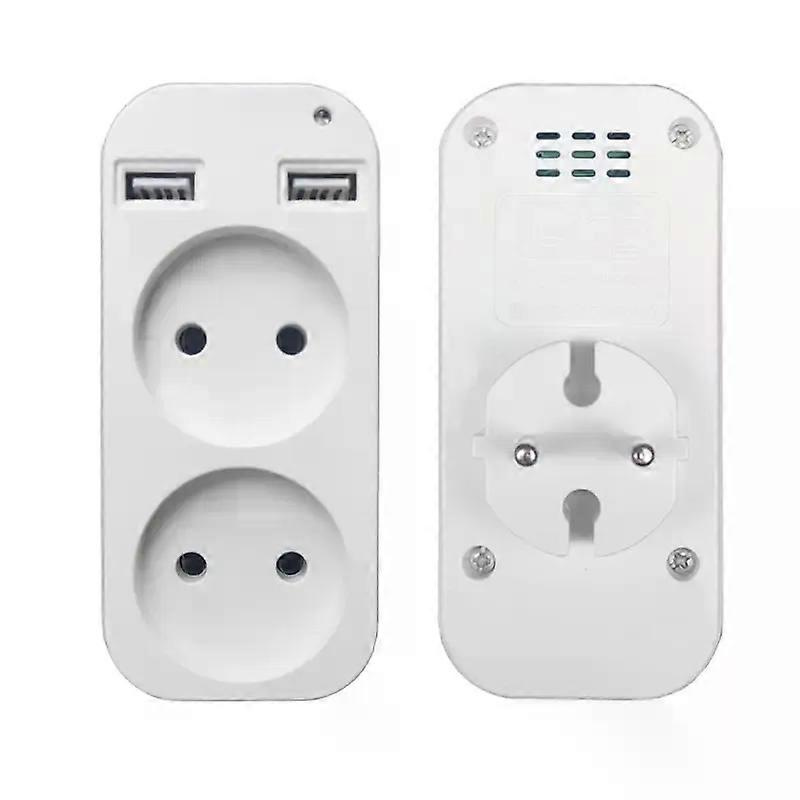 1 Stück Europäischer Steckeradapter, Multifunktionale Steckdose, Tragbar, Mit Zwei Usb-anschlüssen, Deutsch, Französisch, Russisch, Universalsteckdose
