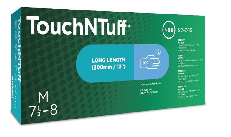 [neuwertig] B-ware Ansell Einweg Nitrilhandschuhe Touchntuff 92-665 M Blau Chemikalienresistent