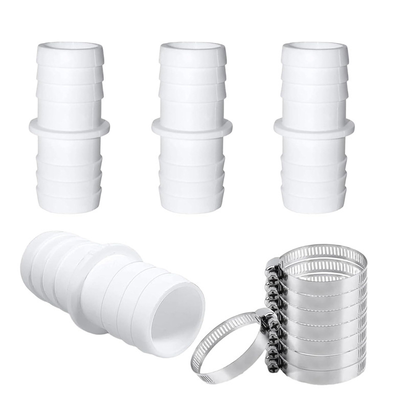 Le Kit De Connexion Rapide Pour Tuyau De Piscine De 38 Mm Comprend Deux Connecteurs De 38 Mm Et Quatre Colliers De Serrage Métalliques/adaptateurs Pour Tuyau D'Aspirateur Manuel.