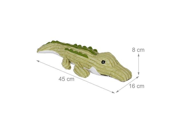 Relaxdays - Türstopper Krokodil, Stoff mit Sandfüllung, Türpuffer Boden, Deko Türsack Kinder, hbt: 8 x 45 x 16 cm, grün