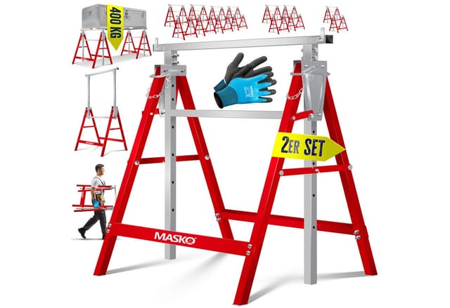 Teleskop-Arbeitsbock Untergestell Klappbock max. Belastbarkeit 200 kg Unterstellbock höhenverstellbar Min. / max. Arbeitshöhe 800-1300 mm - Masko