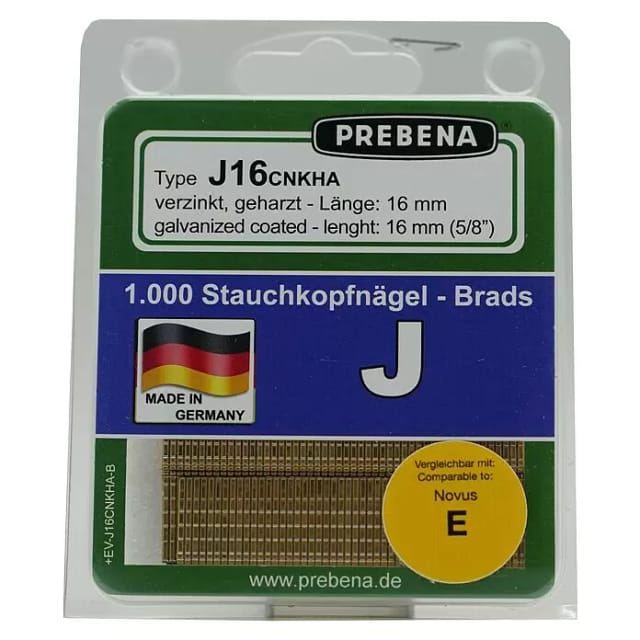 Prebena Stauchkopfnägel Brads J16CNK-B P=1000 im Blister verz.