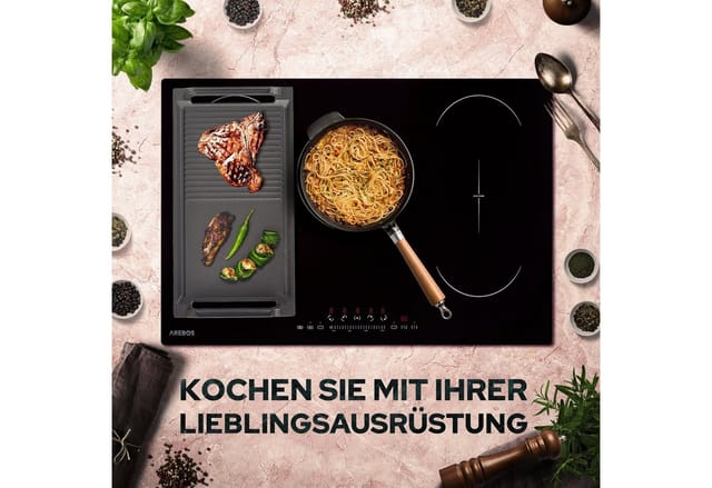 Arebos - Grillplatte Grillpfanne Induktionsgrillplatte Gusseisen Bratpfanne bbq