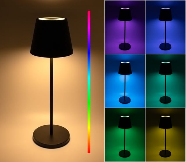 Led Akku Touchleuchte Multi Color mit usb Ladestation - 35 x 11 cm - Tischlampe wiederaufladbar mit Dimmer und Timer für Außen - Garten Deko