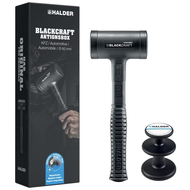 Blackcraft Aktionsbox kfz Schonhammer ø 60 mm und Magnethalter - Halder