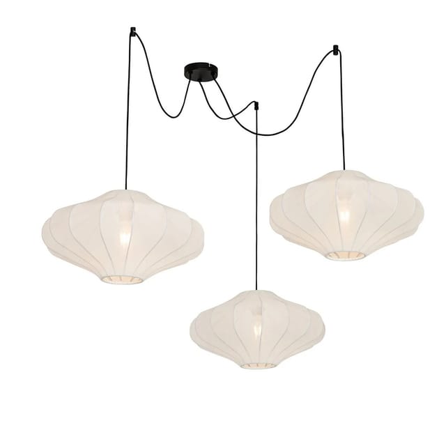 Japandi-Pendelleuchte weiß 50 cm 3-flammig - Plu