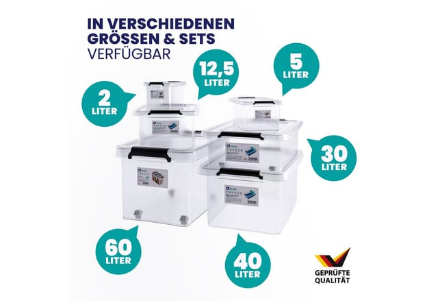 Aufbewahrungsbox Mit Deckel Verschiedene Größen Box Kunststoff Kisten Lebensmittelecht Bpa Frei Klein Klickverschluss Transparent Stapelbar Küche Schlafzimmer 4x 2l - Deuba