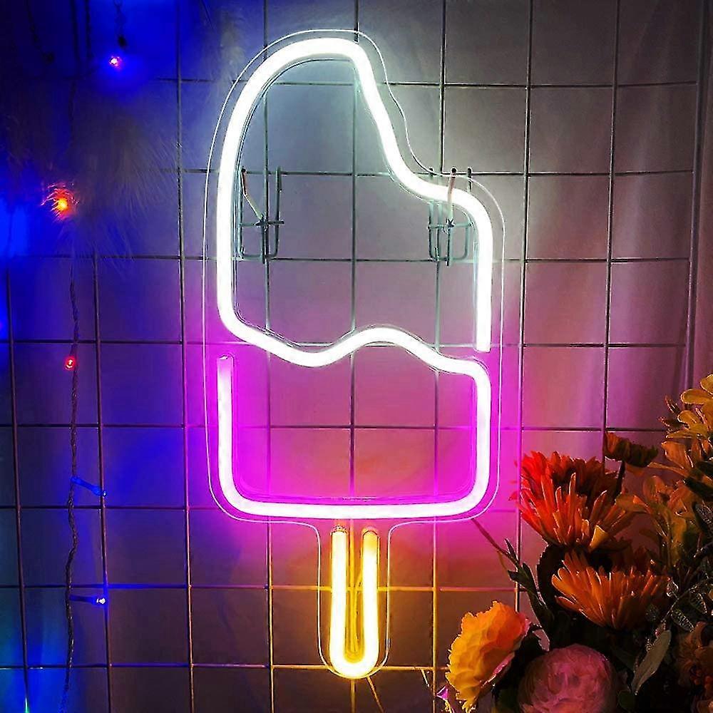 Wabjtam Popsicle Neon-schild – Usb-betriebene 3d-led-kunstschilder Für Schlafzimmer Leuchtende Acryl-neonschilder Für Wanddekoration, Geburtstag, Hochzeit, Party